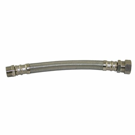 JONES STEPHENS 3/4 in. x 3/4 in. x 18 in. Braided Stainless Steel Water Heater Connector S04360